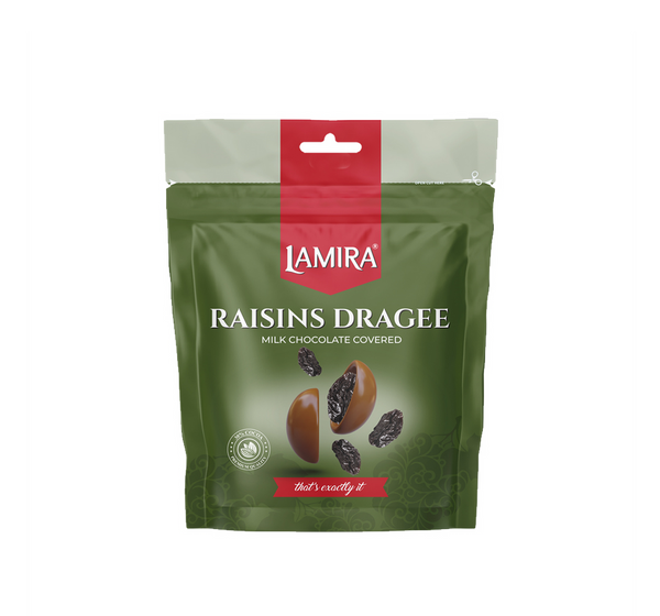 LAMIRA CHOCOLATE RAISINS COATED DRAGEE W/ MILK (12 X 70 g)